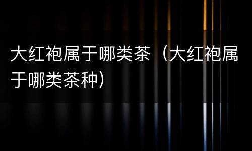 大红袍属于哪类茶（大红袍属于哪类茶种）