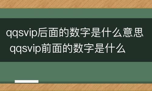 qqsvip后面的数字是什么意思 qqsvip前面的数字是什么