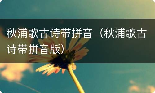 秋浦歌古诗带拼音（秋浦歌古诗带拼音版）
