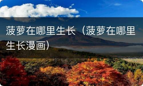 菠萝在哪里生长（菠萝在哪里生长漫画）