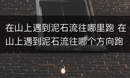 在山上遇到泥石流往哪里跑 在山上遇到泥石流往哪个方向跑是正确的