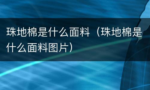 珠地棉是什么面料（珠地棉是什么面料图片）