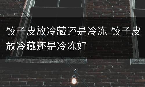 饺子皮放冷藏还是冷冻 饺子皮放冷藏还是冷冻好