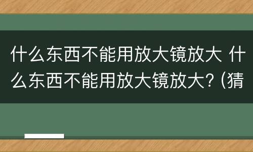 什么东西不能用放大镜放大 什么东西不能用放大镜放大? (猜一字