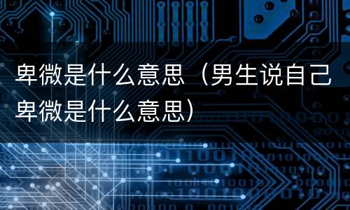 卑微是什么意思（男生说自己卑微是什么意思）