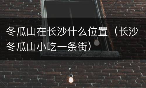 冬瓜山在长沙什么位置（长沙冬瓜山小吃一条街）