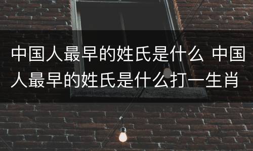 中国人最早的姓氏是什么 中国人最早的姓氏是什么打一生肖