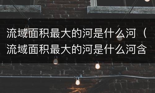 流域面积最大的河是什么河（流域面积最大的河是什么河含沙量最大的河是什么河）