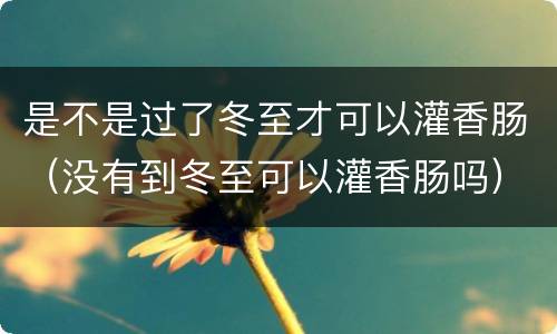 是不是过了冬至才可以灌香肠（没有到冬至可以灌香肠吗）