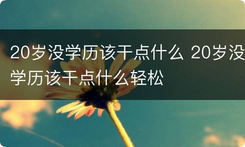 20岁没学历该干点什么 20岁没学历该干点什么轻松