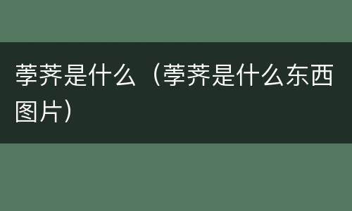 荸荠是什么（荸荠是什么东西图片）