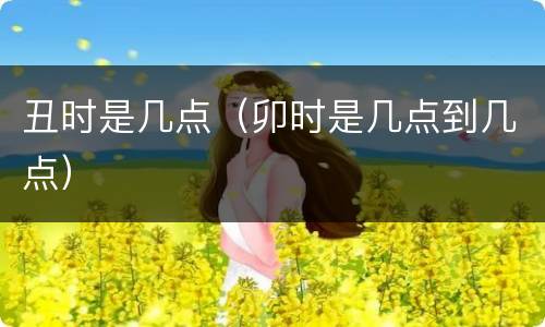 丑时是几点（卯时是几点到几点）