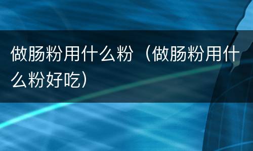 做肠粉用什么粉（做肠粉用什么粉好吃）