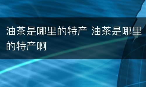 油茶是哪里的特产 油茶是哪里的特产啊