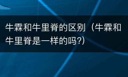 牛霖和牛里脊的区别（牛霖和牛里脊是一样的吗?）