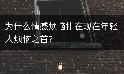 为什么情感烦恼排在现在年轻人烦恼之首？