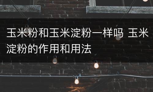 玉米粉和玉米淀粉一样吗 玉米淀粉的作用和用法