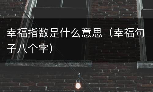 幸福指数是什么意思（幸福句子八个字）