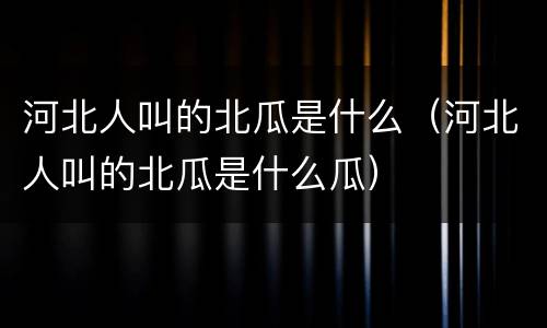 河北人叫的北瓜是什么（河北人叫的北瓜是什么瓜）