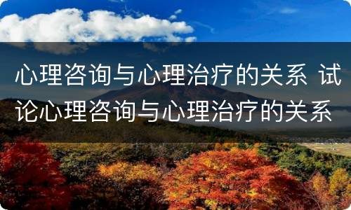 心理咨询与心理治疗的关系 试论心理咨询与心理治疗的关系