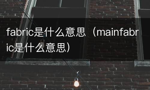 fabric是什么意思（mainfabric是什么意思）