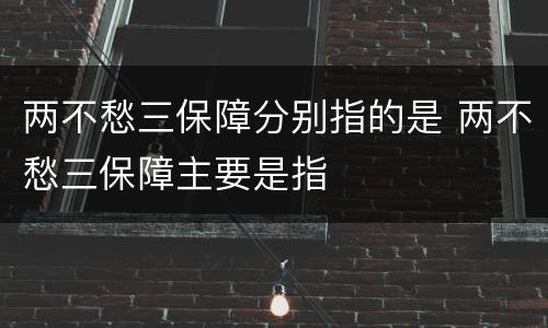 两不愁三保障分别指的是 两不愁三保障主要是指