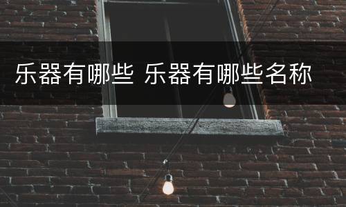 乐器有哪些 乐器有哪些名称