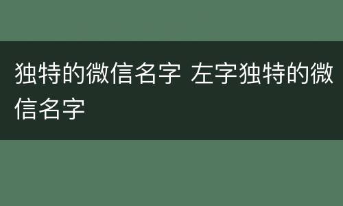 独特的微信名字 左字独特的微信名字