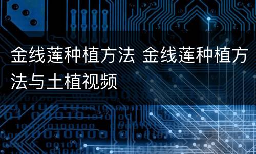 金线莲种植方法 金线莲种植方法与土植视频