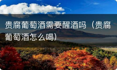 贵腐葡萄酒需要醒酒吗（贵腐葡萄酒怎么喝）