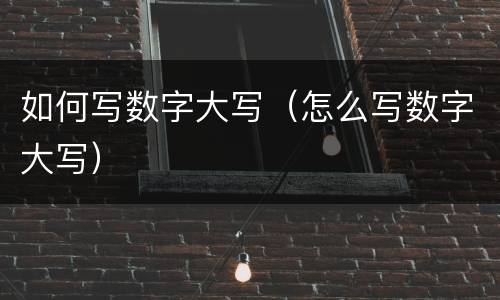 如何写数字大写（怎么写数字大写）