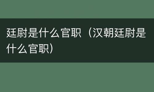 廷尉是什么官职（汉朝廷尉是什么官职）