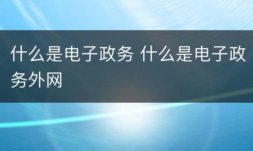 什么是电子政务 什么是电子政务外网