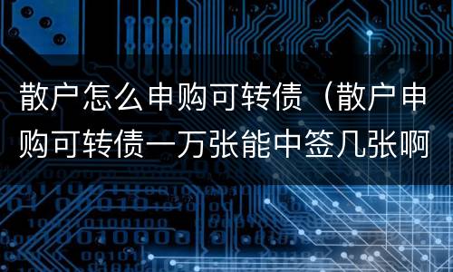 散户怎么申购可转债（散户申购可转债一万张能中签几张啊）