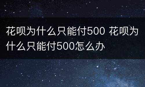 花呗为什么只能付500 花呗为什么只能付500怎么办