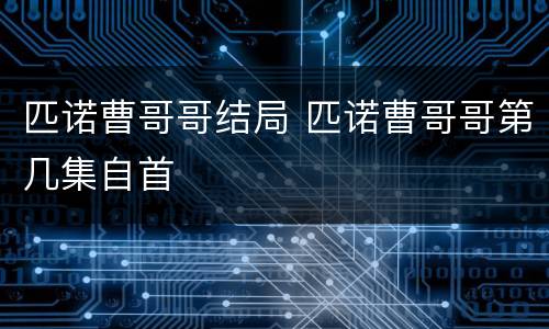 匹诺曹哥哥结局 匹诺曹哥哥第几集自首
