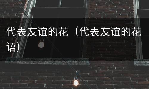 代表友谊的花（代表友谊的花语）