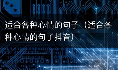 适合各种心情的句子（适合各种心情的句子抖音）