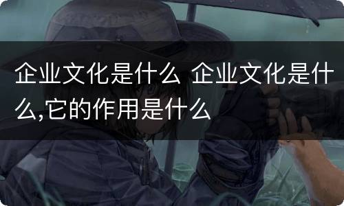 企业文化是什么 企业文化是什么,它的作用是什么