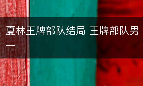 夏林王牌部队结局 王牌部队男一