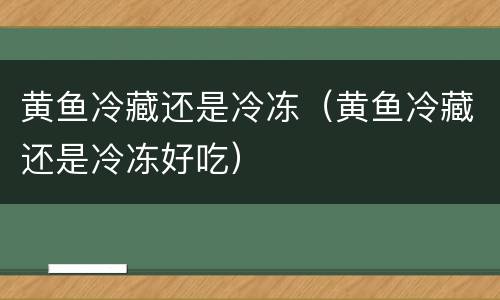 黄鱼冷藏还是冷冻（黄鱼冷藏还是冷冻好吃）