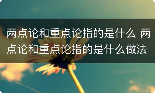 两点论和重点论指的是什么 两点论和重点论指的是什么做法