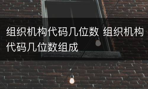 组织机构代码几位数 组织机构代码几位数组成
