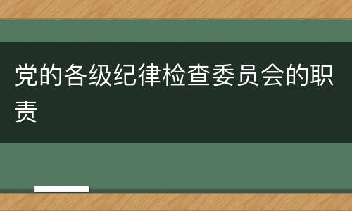 党的各级纪律检查委员会的职责