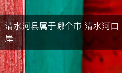 清水河县属于哪个市 清水河口岸