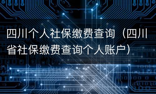 四川个人社保缴费查询（四川省社保缴费查询个人账户）