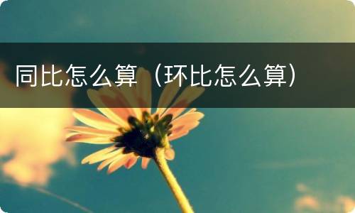 同比怎么算（环比怎么算）