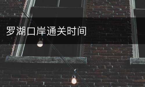 罗湖口岸通关时间