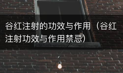 谷红注射的功效与作用（谷红注射功效与作用禁忌）