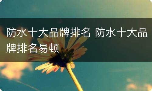 防水十大品牌排名 防水十大品牌排名易顿